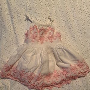 Baby Gap eyelet white and pink dress
